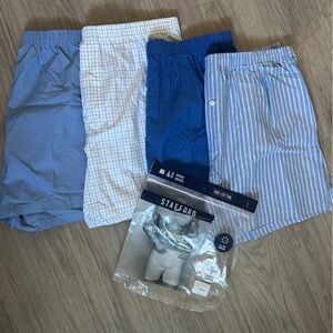 Stafford 100% Cotton Woven Boxers - White and Blue
